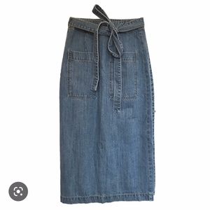 LF Markey Denim Mid-Wrap Midi Skirt